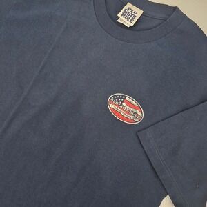 OLD GUYS RULE SHIRT MENS LARGE BLUE USA AMERICAN FLAG VINTAGE Y2K DAD FATHER EUC